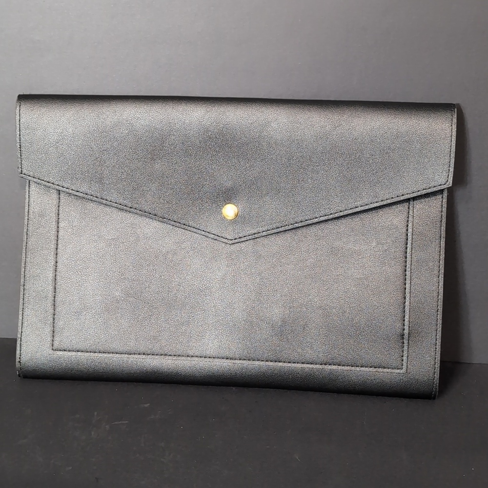 Glass Ladder & Co Black Vegan Leather Office Envelope Portfolio.